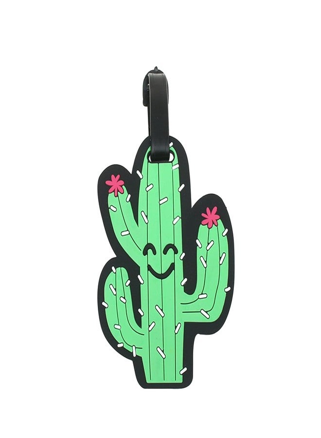 QFSH Cute Silicone Luggage Tag for Women Men Unique Travel Bag Tags Funny Colorful Identifier Suitcase Label (Cactus) - Image 1